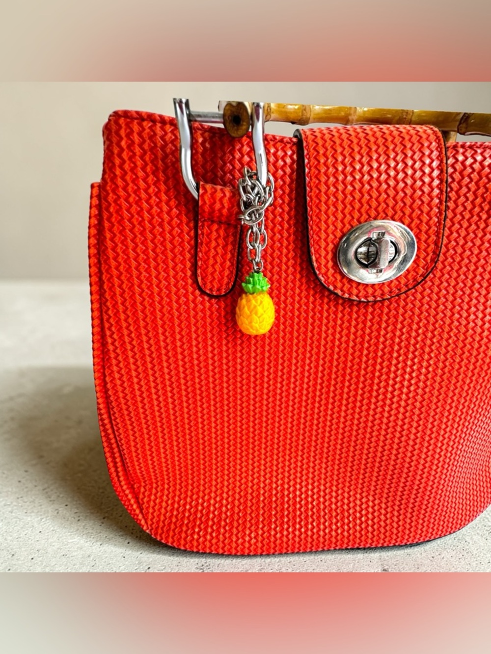 Sourpuss Orange Woven Tiki Handbag - Retro Rockabilly Pineapple - Picture 3 of 14